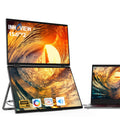 InnoView Laptop Screen Extender 15.6" Dual Monitors Stacked Folding Triple Monitor (Wins/Mac) 1080P Triple Portable Monitor for Laptop 90°/180° Automatic Rotation Black