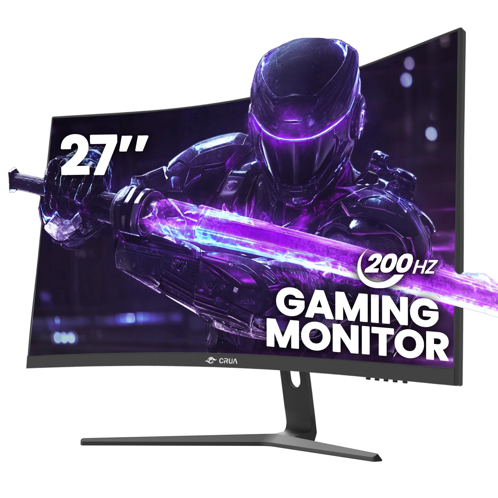 CRUA 27" Curved Gaming Monitor 180Hz/200Hz FHD 1080P VA Screen 1500R Computer Monitors 1ms(GTG) with FreeSync Low Motion Blur DisplayPort HDMI Support Wall Mount Install- Black
