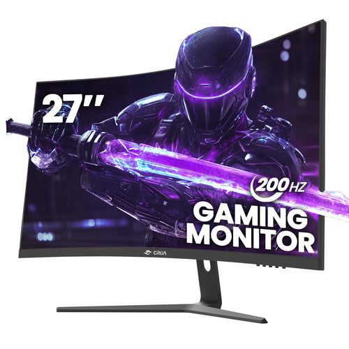 CRUA 27" Curved Gaming Monitor 180Hz/200Hz FHD 1080P VA Screen 1500R Computer Monitors 1ms(GTG) with FreeSync Low Motion Blur DisplayPort HDMI Support Wall Mount Install- Black