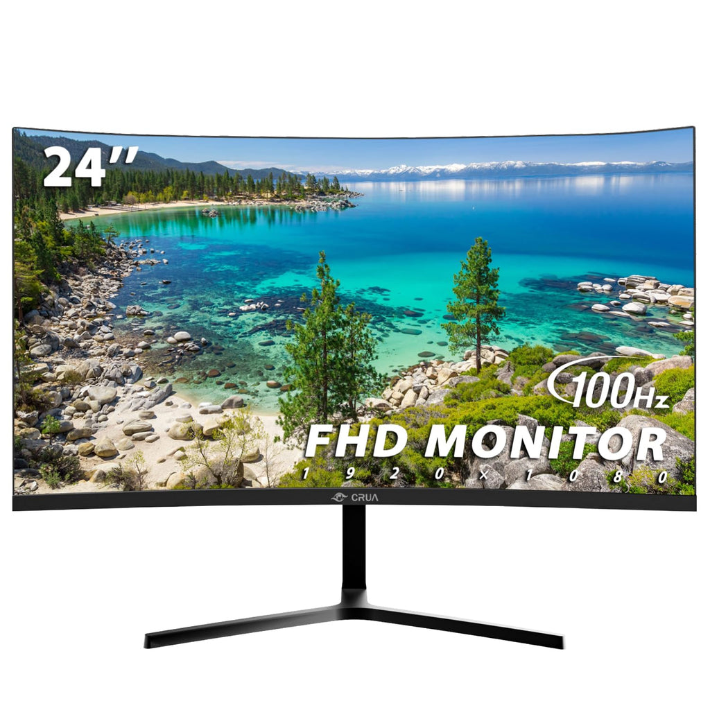 CRUA 32" Curved Gaming Monitor165Hz QHD(2560 * 1440P) VA Screen 1800R Monitors Computer Monitor Support FreeSync 99% sRGB Low Blue Light with HDMI/DisplayPort Support Wall Mount- Black