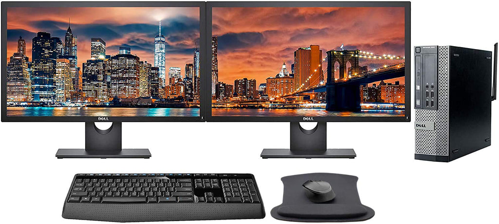 Dell Optiplex 7010 PC with 2 x 24 FHD Monitors AC600Mbps WiFi Wireless Keyboard and GEl pad i7 16GB  1TB SSD Storage Windows 10 (Renewed)