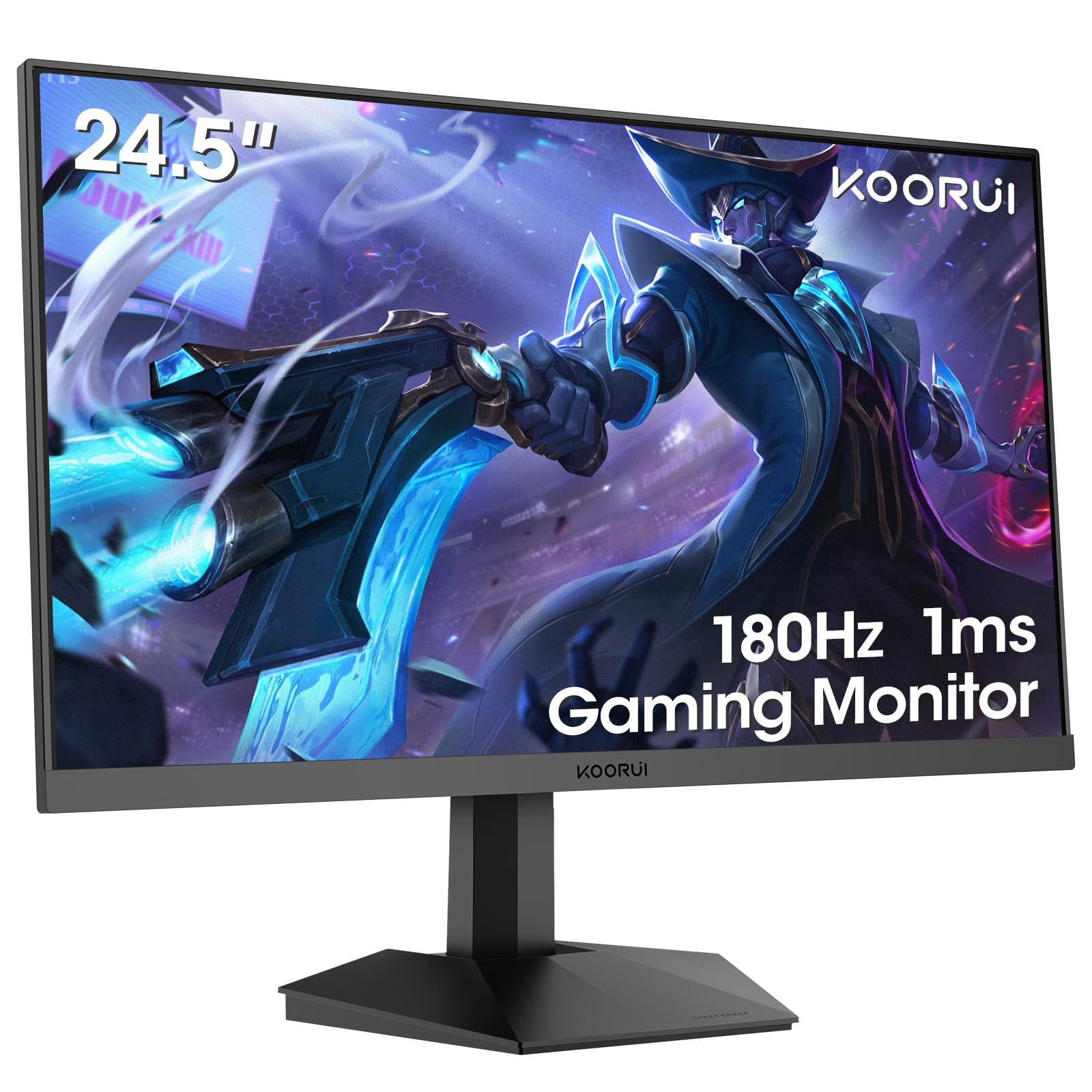 KOORUI 24.5 inch Gaming Monitor FHD 1080P 144Hz/180Hz Frameless Computer Monitors VA 1ms sRGB 99% Adpitive Sync VESA Display Port 1.2 & 2 x HDMI 1.4