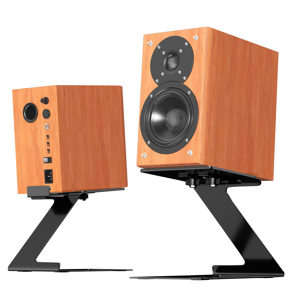 PUTORSEN Desktop Speaker Stands Pair Speaker Riser for Most Small & Medium Bookshelf Speakers Computer Speakers and Studio Monitors Cantilevered Speaker Stand with Vibration Absorption Pad Black